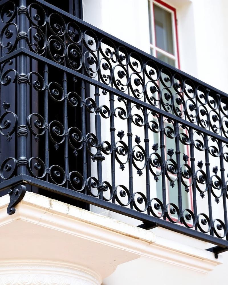Ornamental steel balcony railing installed in Basseterre, St. Kitts