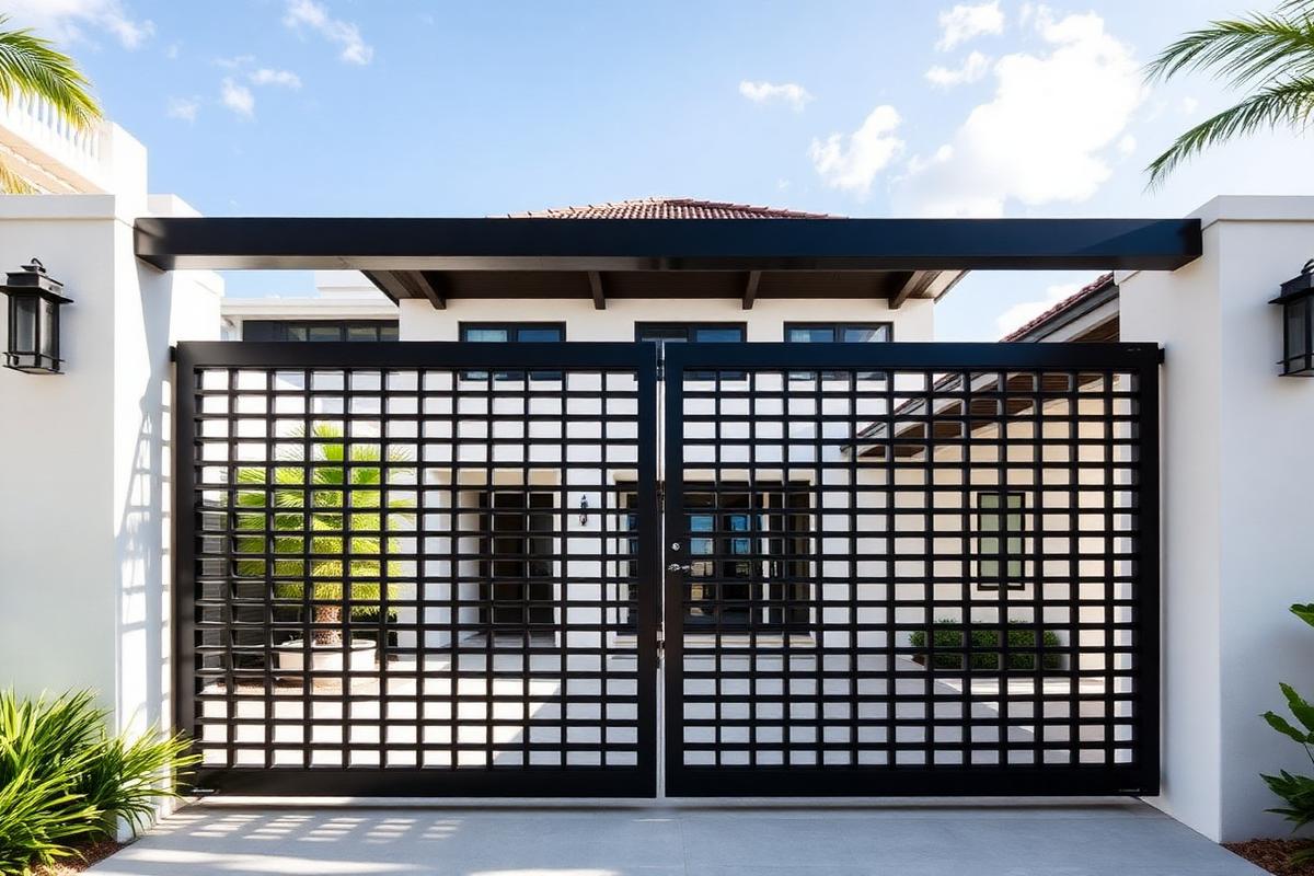 Custom welded steel estate gate installed in Frigate Bay, St. Kitts