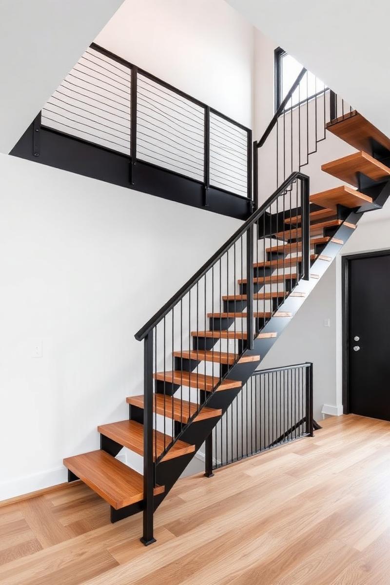 Floating steel staircase fabricated and installed in Basseterre, St. Kitts